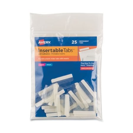 Avery Dennison Avery, INSERTABLE INDEX TABS WITH PRINTABLE INSERTS, 1/5-CUT TABS, CLEAR, 1in WIDE, 25PK 16221